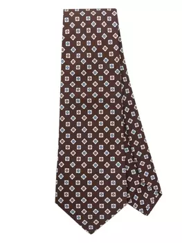 Canali шелковый галстук с жаккардовым узором, коричневый