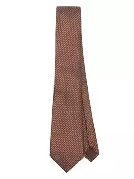 Canali шелковый галстук с жаккардовым узором, коричневый