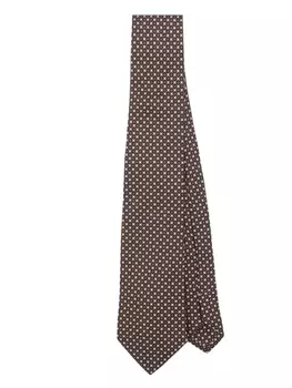 Canali шелковый галстук с жаккардовым узором, коричневый