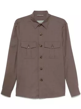 Canali шерстяная рубашка, коричневый