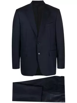 Canali шерстяной костюм с однобортным пиджаком, синий