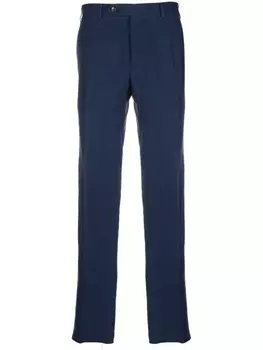 Canali строгие брюки из смеси льна и шелка, синий
