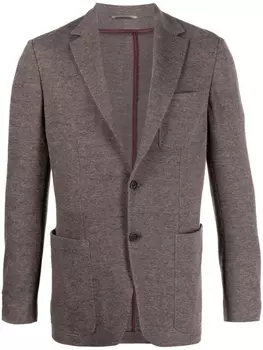 Canali твидовый пиджак строгого кроя, коричневый