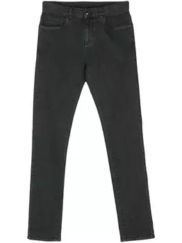 Canali узкие джинсы с нашивкой-логотипом, серый