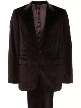Canali вельветовый костюм с однобортным пиджаком, красный