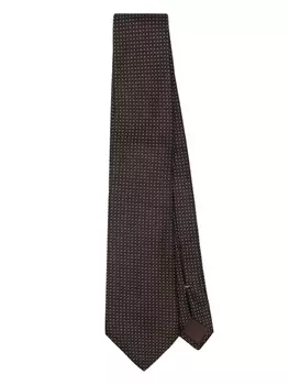 Canali жаккардовый галстук, коричневый