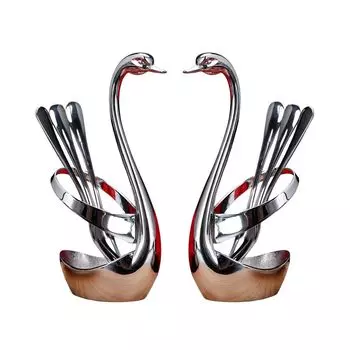 CANDeal Набор из 2 креативных вилок для фруктов из нержавеющей стали, вилка для посуды на базе лебедя