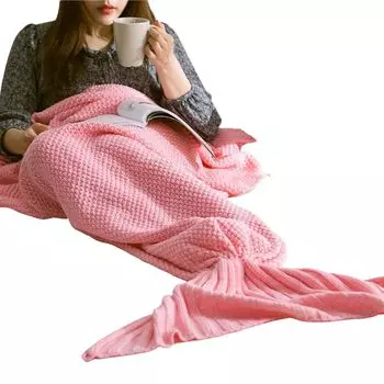 CANDeal Розовый 50x90 см для Русалочки Одеяло Персонализированное вязаное вручную теплое одеяло для гостиной для дивана Рождественский подарок на день рождения Спальный мешок