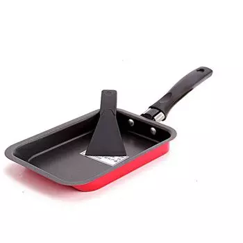 CANDeal Tamagoyaki Японская сковорода для омлета Сковорода для яиц с силиконовым скребком, антипригарным покрытием