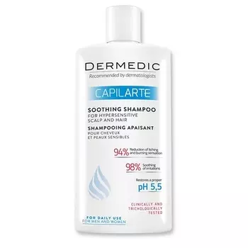 Capilarte успокаивающий шампунь для волос и чувствительной кожи головы 300мл, Dermedic