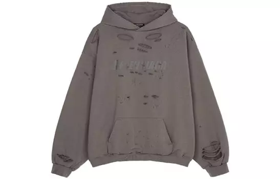 Caps Destroyed Oversize-толстовка с капюшоном Balenciaga, кремовый/оранжевый