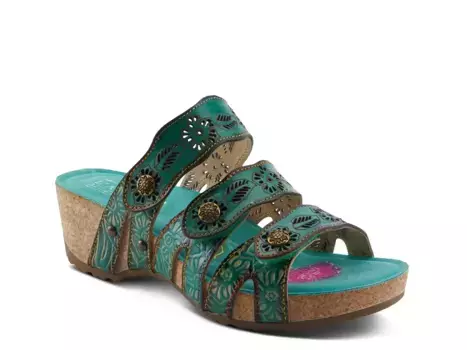 Carbone Wedge Сандалии L'Artiste, Dark Green
