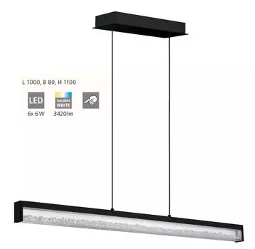 CARDITO 1 подвесной светильник алюминий, стальной черный LED 6X6Вт 2700-5000K Д:100см Ш:8см В:110см с сенсорным диммером EGLO