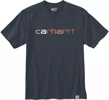 Футболка Carhartt Relaxed Fit Heavyweight Multi Color Logo Graphic, темно-синий