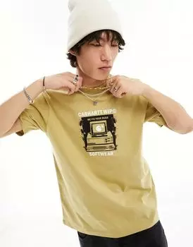 Carhartt WIP — бежевая футболка с принтом