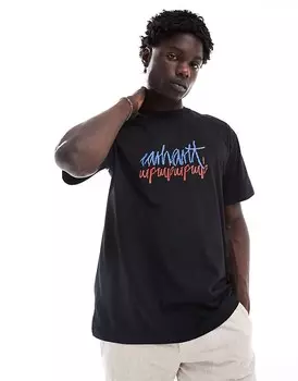 Carhartt WIP — черная футболка со стереографикой спереди