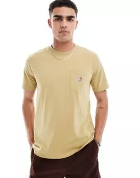 Carhartt WIP — Футболка с карманом бежевого цвета