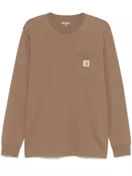 Carhartt WIP футболка с нагрудным карманом, коричневый