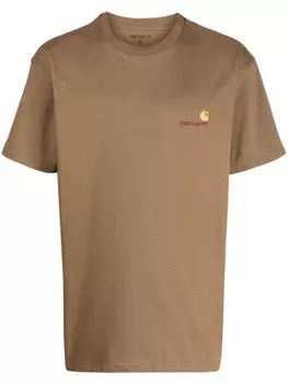 Carhartt WIP футболка с вышитым логотипом, коричневый