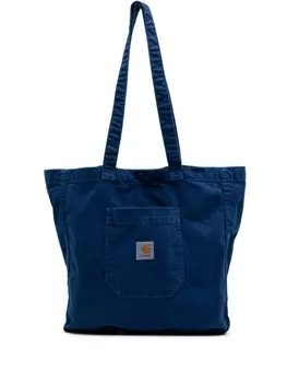 Carhartt WIP logo-patch cotton tote bag, синий