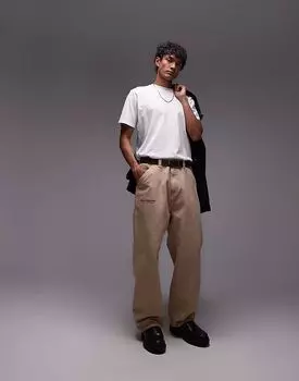 Carhartt WIP - OG - Брюки бежевого цвета с принтом и одним слоем ткани в области колена