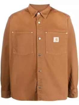 Carhartt WIP рубашка с нашивкой-логотипом, коричневый