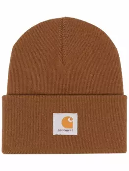 Carhartt WIP шапка бини с нашивкой-логотипом, коричневый