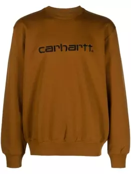 Carhartt WIP толстовка из джерси с вышитым логотипом, коричневый