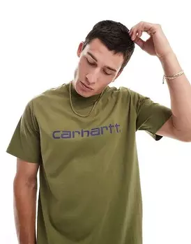 Carhartt WIP – зеленая футболка с надписью