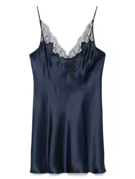 Carine Gilson атласное платье-комбинация из шелка, синий