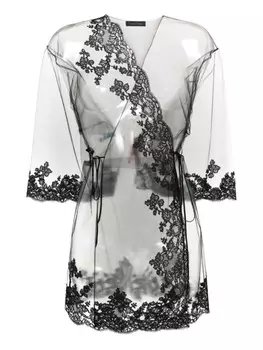 Carine Gilson накидка из тюля с кружевом, черный