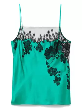 Carine Gilson пижамный топ с кружевом, зеленый