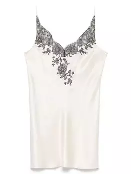 Carine Gilson платье-комбинация с кружевом, белый