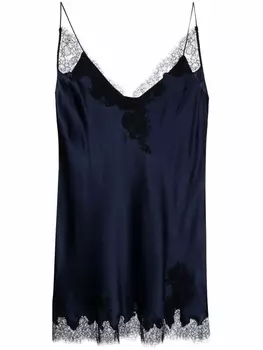 Carine Gilson платье-комбинация с V-образным вырезом, синий