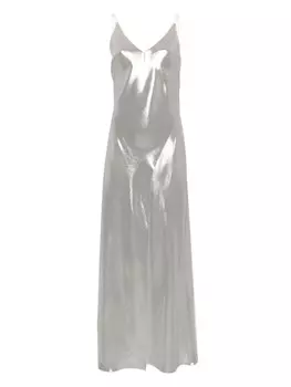 Carine Gilson шелковое платье-комбинация с люрексом, серебряный