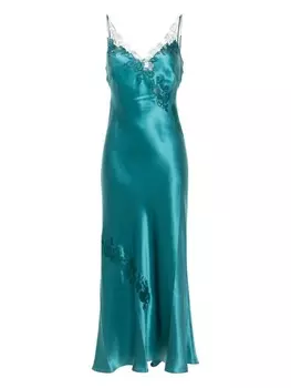 Carine Gilson шелковое платье с кружевом, синий