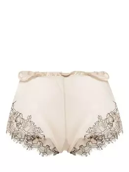 Carine Gilson шелковые пижамные шорты с кружевной отделкой, нейтральный цвет