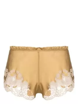 Carine Gilson шелковые шорты с кружевом Calais-Caudry, нейтральный цвет