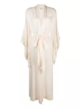 Carine Gilson шелковый халат с кружевной отделкой, белый
