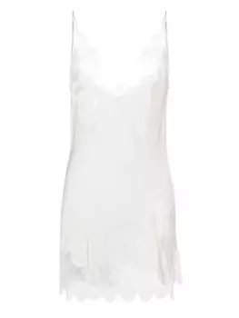 Carine Gilson шелковый топ на бретелях с кружевом, белый