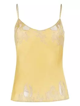 Carine Gilson шелковый топ на бретелях с кружевом, желтый