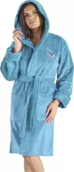 CARLO COLUCCI женский халат "Como" (1 шт.), с контрастным воротником, бирюзовый