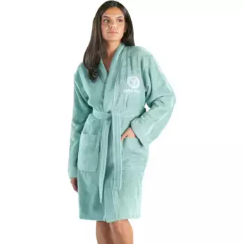 CARLO COLUCCI женский халат "Vito" (1 штука), вышивка логотипа на груди, надпись на рукавах, однотонный, хлопок, мятный