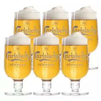 Carlsberg - Бокалы для пива на ножке 250мл - 6 шт
