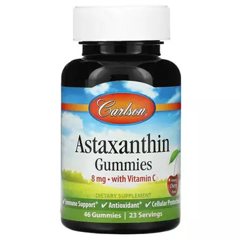 Carlson, Жевательные конфеты с астаксантином и витамином С, натуральная вишня, 4 мг, 46 жевательных таблеток