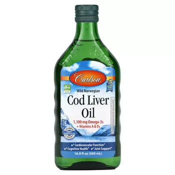 Carlson, Жир печени норвежской трески, обычный, без ароматизаторов, 500 мл (16,9 fl oz)