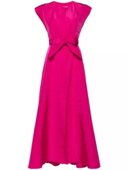 Carolina Herrera атласное платье с поясом, розовый