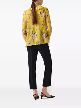Carolina Herrera блузка с цветочным принтом и оборками, желтый