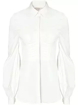 Carolina Herrera блузка с оборками и короткими рукавами, белый