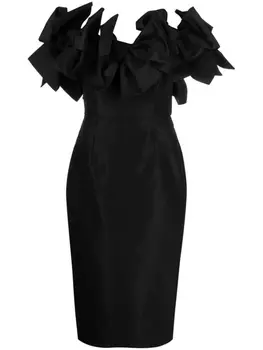 Carolina Herrera платье миди без бретелей с бантами, черный